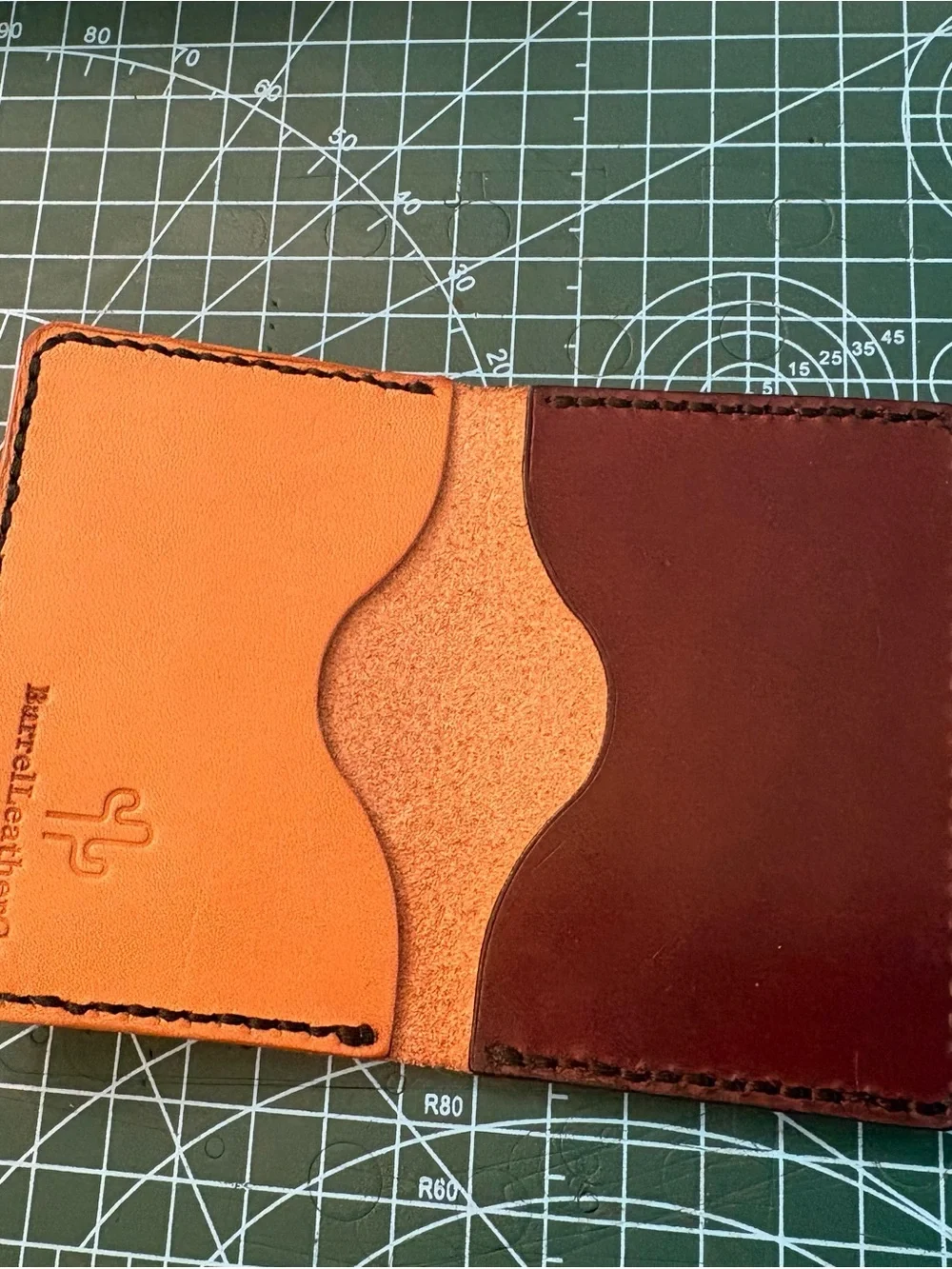 Two-Tone Brown & Tan Slim Leather Card Wallet